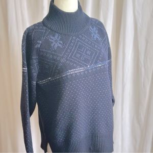 TRUE NORD HOLIDAY SWEATER: Luxe Navy Wool Metallic We Norwegians XS